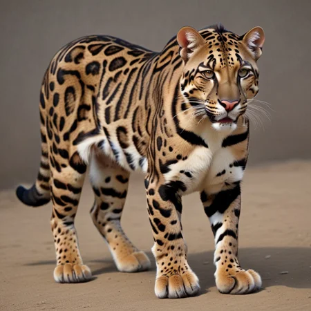 panthera ancestral power animal with characteristics of several modern felines, looks like a clouded leopard tiger hybrid