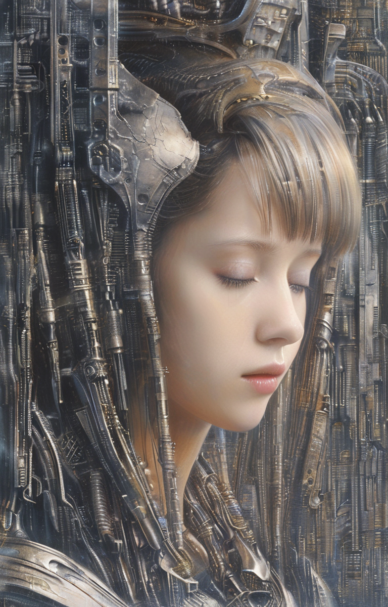 masterpiece,best quality,<lora:tbh295-sdxl:0.9>,illustration,style of H. R. Giger portrait of idolmaster cinderella girls,