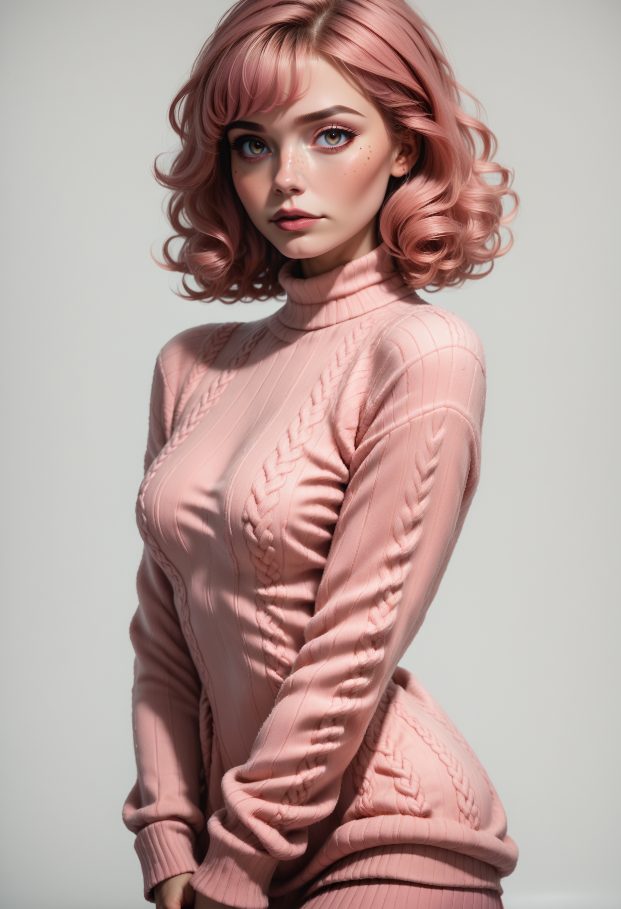 score_9, score_8_up, score_7_up, 1girl, solo, sexy sweater dress, pink dress, <lora:Dark_Rosa_Pony_v0.2:0.6> d4rk_r0s4, hazel eyes, pink hair,