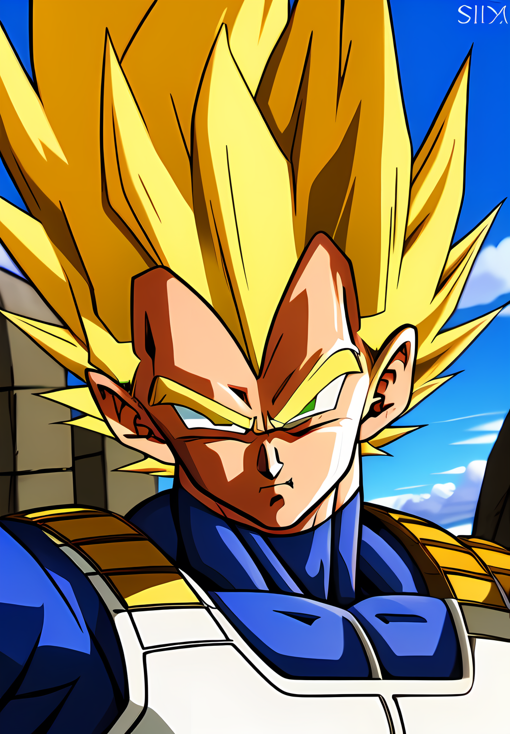 (Photo:1.3), highdetail, <lora:Vegeta:0.8>, Vegeta, solo, 1boy, selfie, detailed face, detailed eyes, super saiyan, Golden Hair, (masterpiece, best quality, absurdres, detailed, ultra-detailed:1.3), (trending on CGSociety, trending on pixiv, contest winner:1.3)