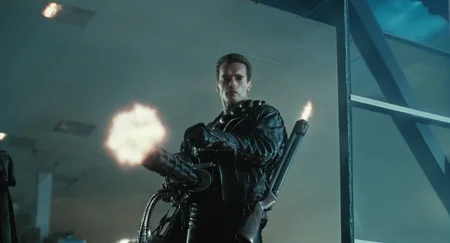 cinematic film still of  <lora:Handheld M134 Minigun:0.6>
In the 1990's a man in a black leather jacket holding a Handheld M134 Minigun,Extras,weapon,gun,no humans,science fiction,blue theme,firing,spacecraft , cinematic color, contrast, filmic, science fiction themed, action themed, cinematic look, dramatic light, dramatic shadow light, realistic, realism, perfection, perfect, Kodak, Kodak film, movie still, Terminator style, The Terminator 1991 Film style
 <lora:Terminator 2 style:1>, shallow depth of field, vignette, highly detailed, high budget, bokeh, cinemascope, moody, epic, gorgeous, film grain, grainy