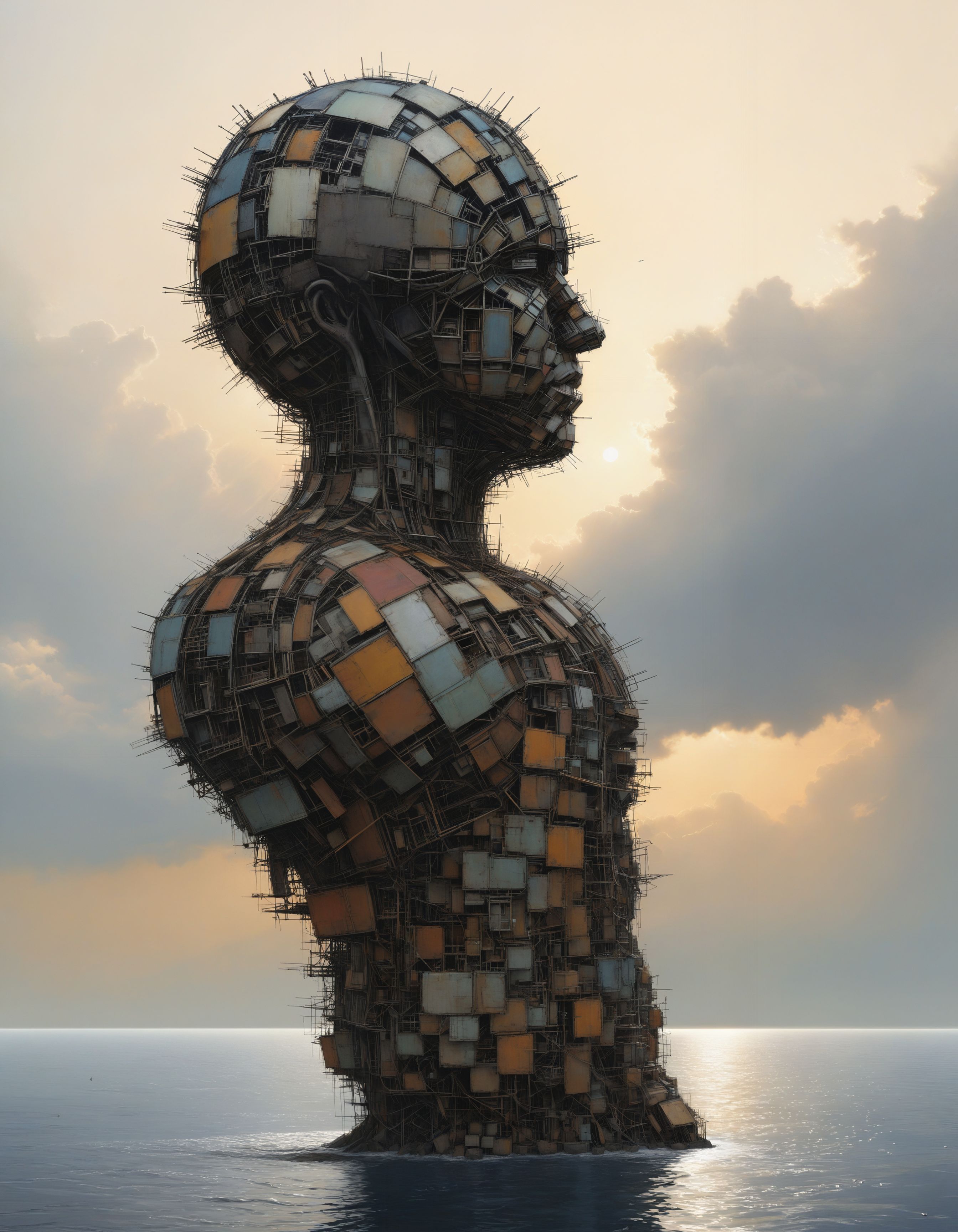 hyper realistic and highly detailed, surreal architecture by Antony Gormley, (tilted horizon , Terragen but extremely beautiful:1.4), (intricate details, masterpiece, best quality:1.4) , Pencil Sketch Drawing, black and white drawing, pencil sketch, graphite drawing, (professional, finest details, maximized details, ultimate detail level, masterpiece, best quality:1.5), highly dynamic, highly dramatic volumetric lighting
<lora:xl_more_art-full_v1:0.5>