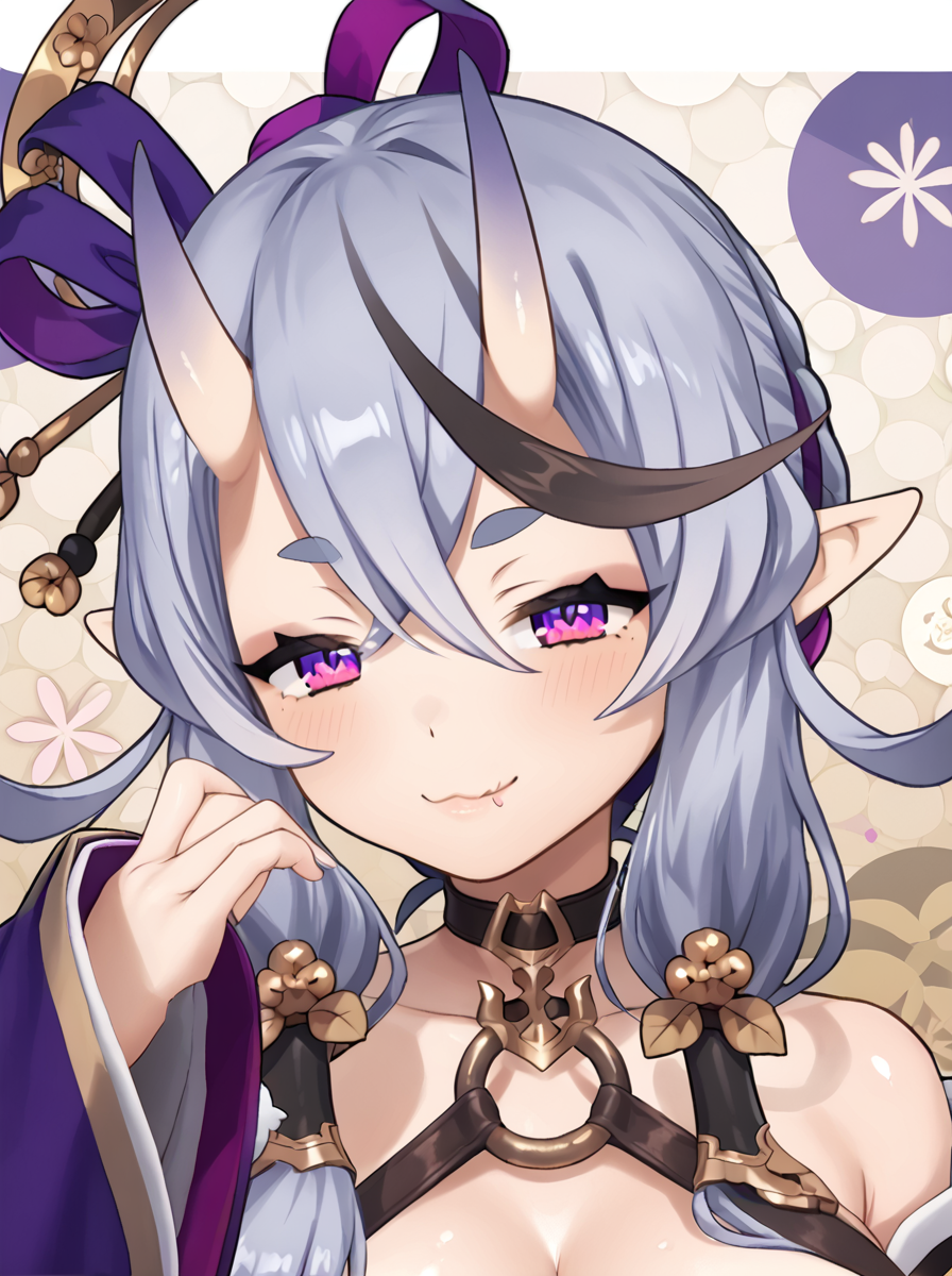 detailed background, shiny skin, posing,
<lora:rindou.pony:1.0>,
rindou, 
large breasts,
tanned skin, oiled skin, 
half-closed eyes, smug,