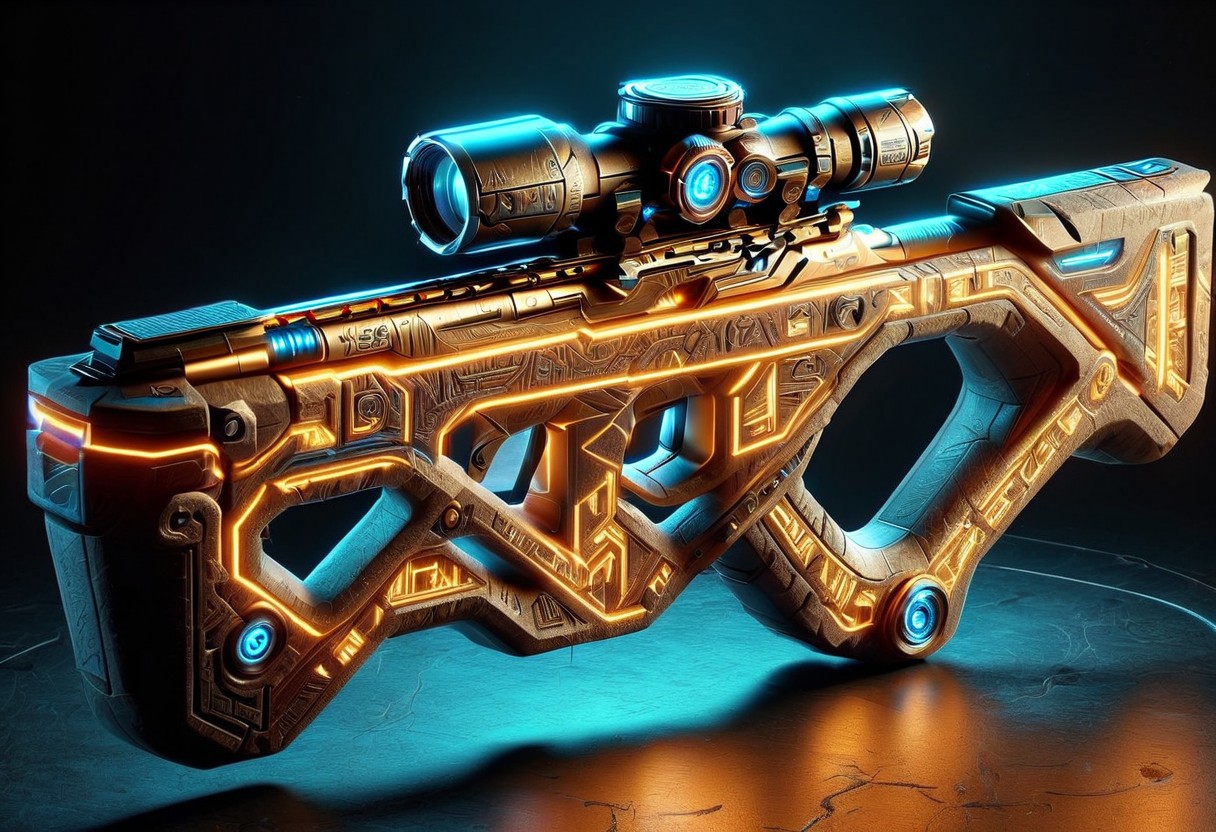 egyptTech, neon crossbow, scope, Egypt Tech neon crossbow with scope, fantasy Egypt Tech neon crossbow with scope, science-fiction Egypt Tech neon crossbow with scope, Egypt Tech neon crossbow with scope aesthetic, elegant, majestic, detailed, ultra realistic, masterpiece, high detailed skin, high definition, high quality, anime cgi, detailed matte painting, deep color, fantastical, intricate detail, splash screen, complementary colors, fantasy concept art, 8k resolution, Unreal Engine 5