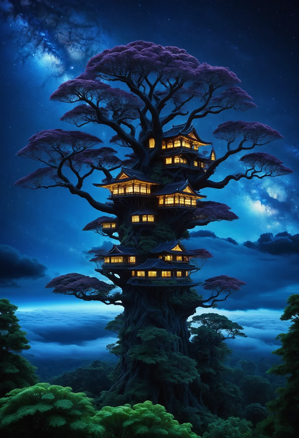 embedding:lazympos, megastructure, tree, above clouds, organic, detailed, dark, night, glowing, neon lights, <lora:Challenge_Winnifier_2025-04:0> <lora:Organic_Macabre:1>