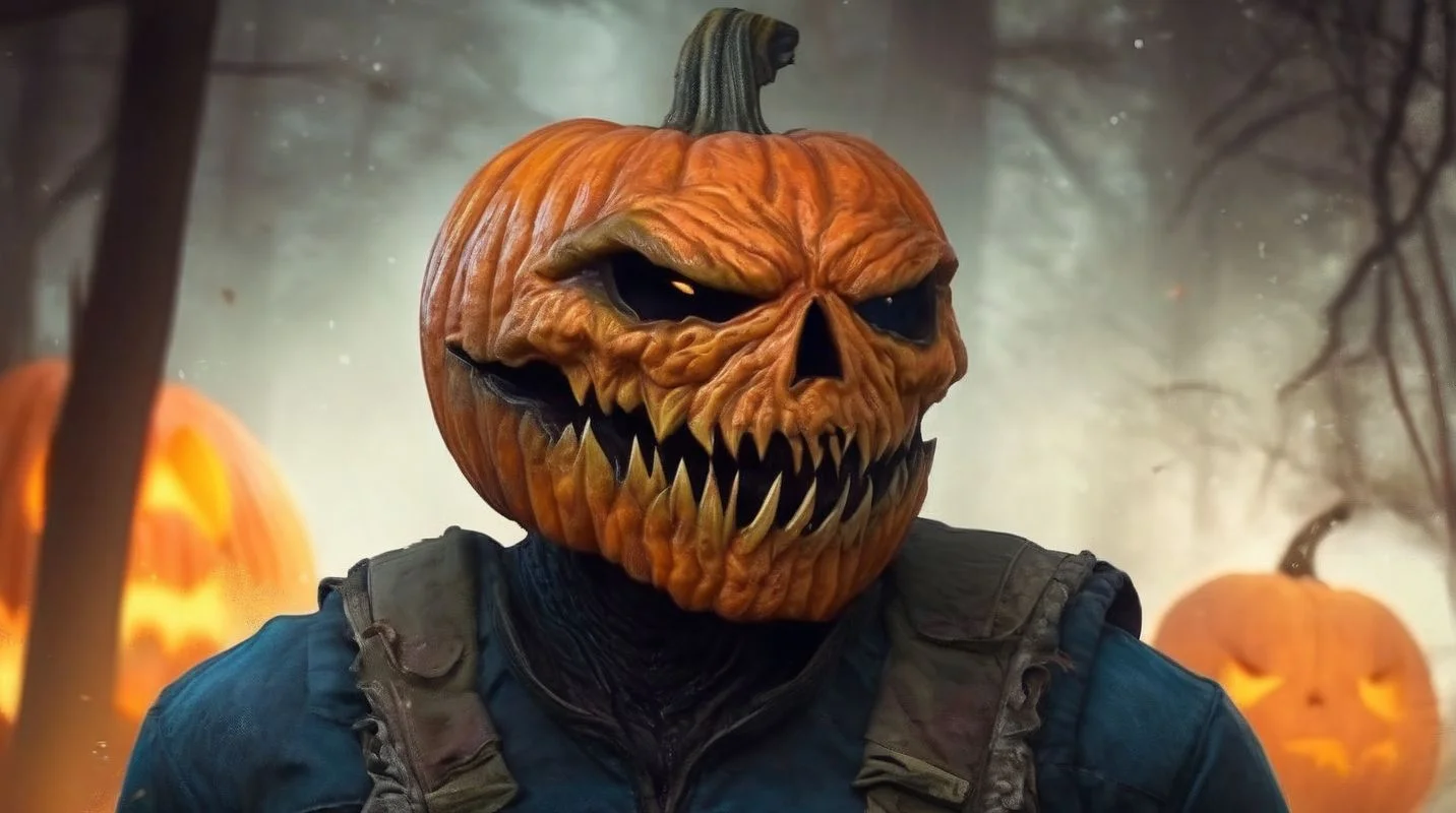 A cinematic horror scene Pumpkinhead <lora:SDXL-Pumpkinhead-Lora:1>, Very detailed, clean, high quality, sharp image