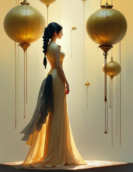 score_9, score_8_up, score_7_up, score_6_up, illustration, A full-body shot of a South Asian woman in a stunning, intricately embroidered sari. Her long, black hair is styled in a fishtail braid that drapes over her shoulder. She stands with poise and grace, her golden bangles jingling softly as she moves, her expression serene and dignified., highly detailed, backlight <lora:ponys-dream:.9>