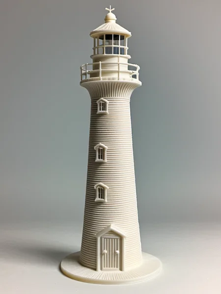 3D printed, print grooves, pla filament, <lora:3D_Printed_SDXL:1> lighthouse, simple background