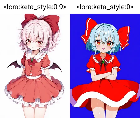1girl, <lora:keta_style:0.9>, keta
remilia scarlet,