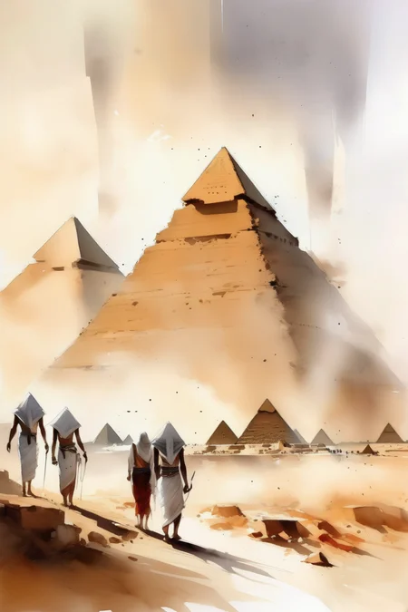<lora:Thomas Schaller Style:1>Thomas Schaller Style - The great pyramids drawn in the style of Thomas w.schaller