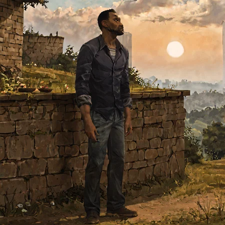 (score_9,score_8_up,score_7_up,score_6_up,score_5_up,score_4_up),high quality,detailled,(outdoor, cliff, detailled background, sky, sun ),<lora:easynegative:1>,<lora:incase_2024_new_style_upscaled_with_big_images:1>,
BREAK
<lora:Lee_Everett:1> (lee everett, full body,dark skin, 1boy, solo ,black hair,pants, shirt, beard, brown eyes, detailled face),