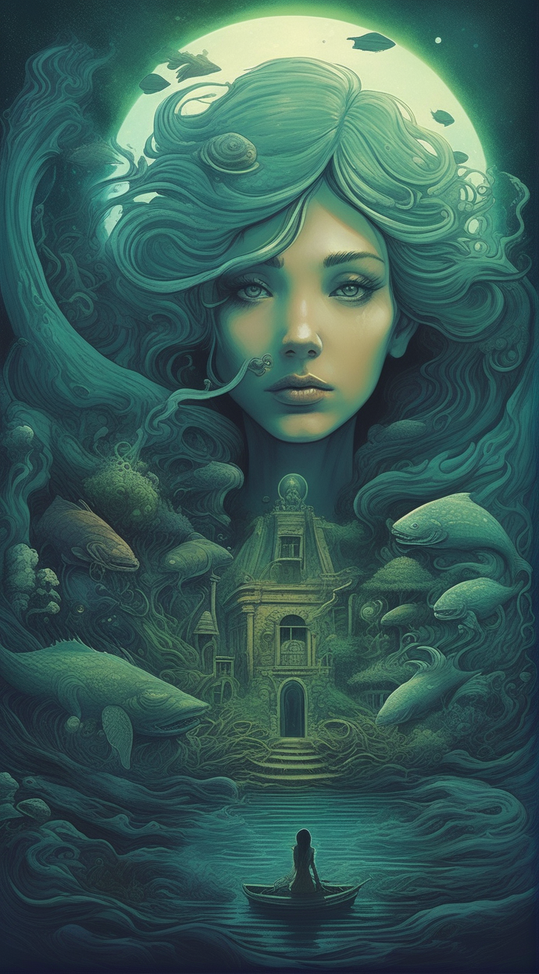 drawix4 girl dark and mysterious world unfolds, enigmatic dreamscape surrealistic <lora:drawix4:1>