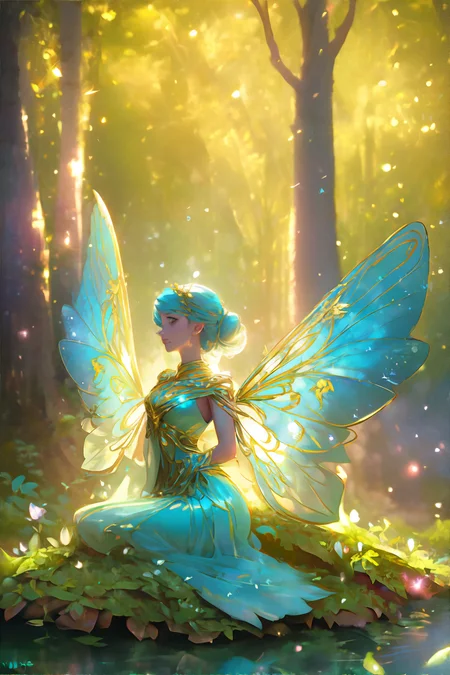 <lora:feyandfairies-ericheisner:1.00> 1girl, fairy wings, long grecian dress, summer time, forest, magical, FeyFa, masterpiece, 8k, high resolution, shallow depth of field, sharp focus