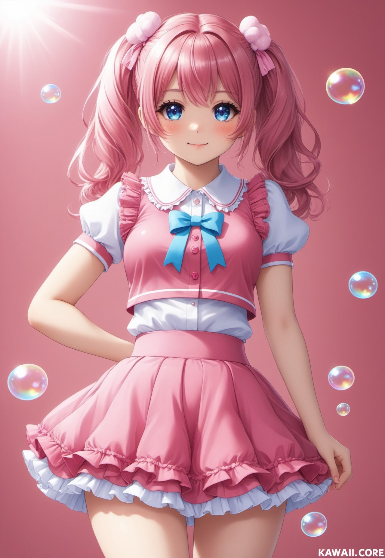(cutecore, kawaiicore) ((fullbody)) 1girl, bubble skirt, short skirt, (puffy skirt), skirt, ruffles, frills, ((bubble_skirt))