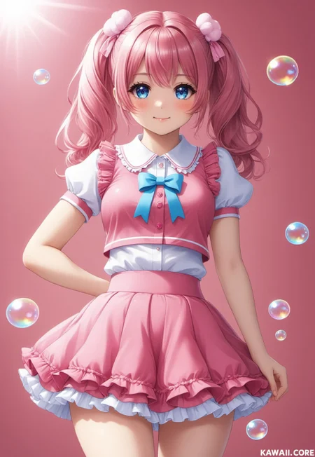(cutecore, kawaiicore) ((fullbody)) 1girl, bubble skirt, short skirt, (puffy skirt), skirt, ruffles, frills, ((bubble_skirt))