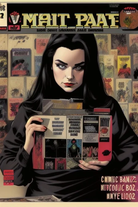 Romanian vampire girl, 23 years old, (beautiful:1.75), (very pale skin:1.35), (gothic makeup:0.99), (Red Lipstick:1), (black hair), (anime:0.35), (oval face:0.25), (attractive), (night), (front view:1.25), (elegant), 10 minutes before the world will end, hyper-realistic, ultra-detailed, insanely detailed, 4k, realistic 8k, shot on portra 400, (back light), (comic book style:1.75), (2D:1.85), (anime:0.05)