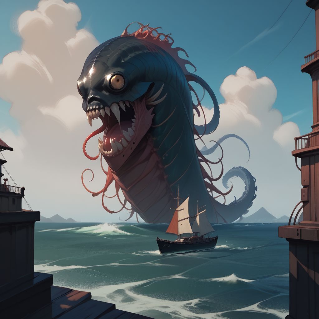 (score_9), (score_8_up), (score_7_up), (score_6_up), (score_5_up), (score_4_up), Gritty, noir, anime, Bright, (Cell Shading), (masterpiece), create the sea monster known as the kraken in a steampunk style