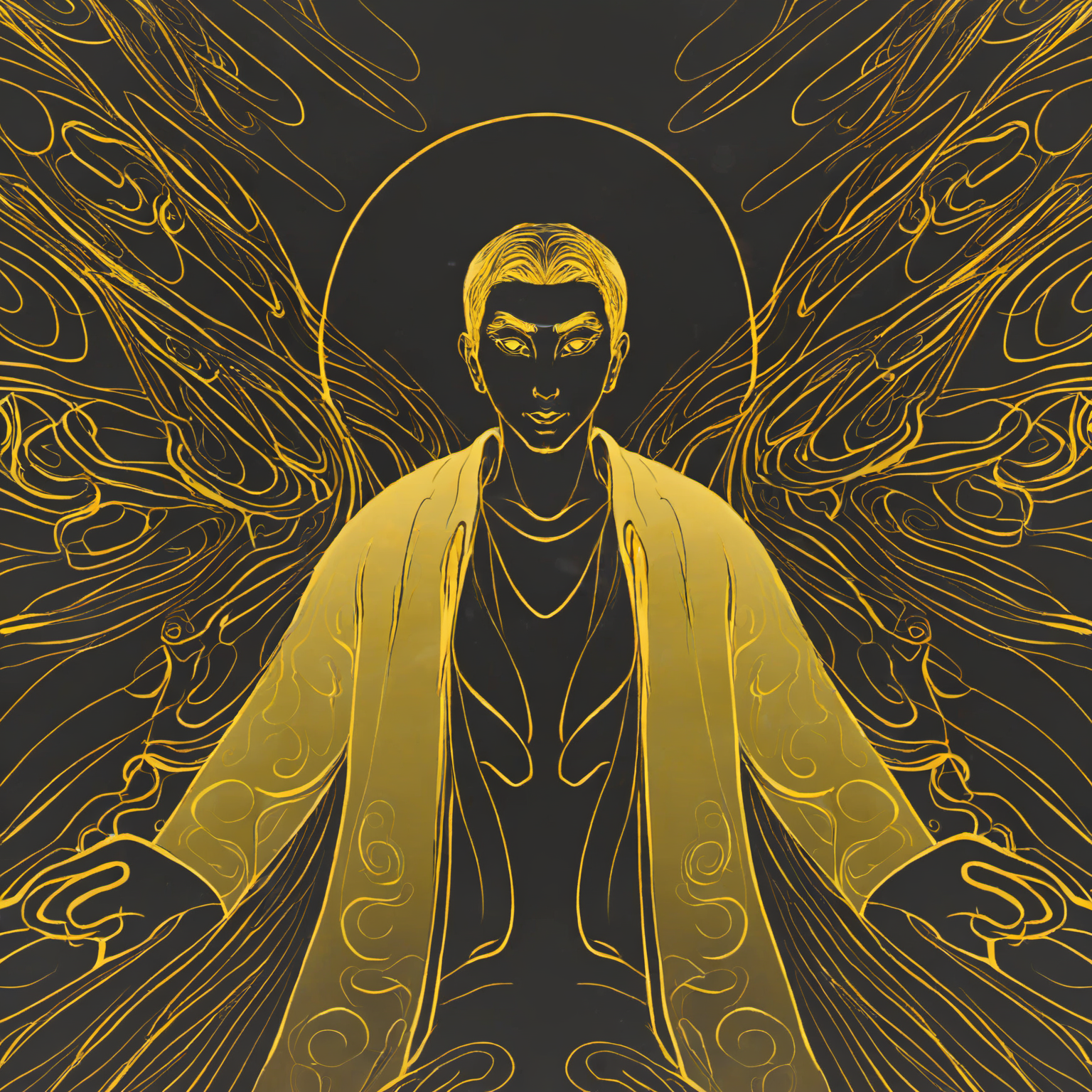 a man,<lora:eastern_mythology_xl:0.8>,golden line,