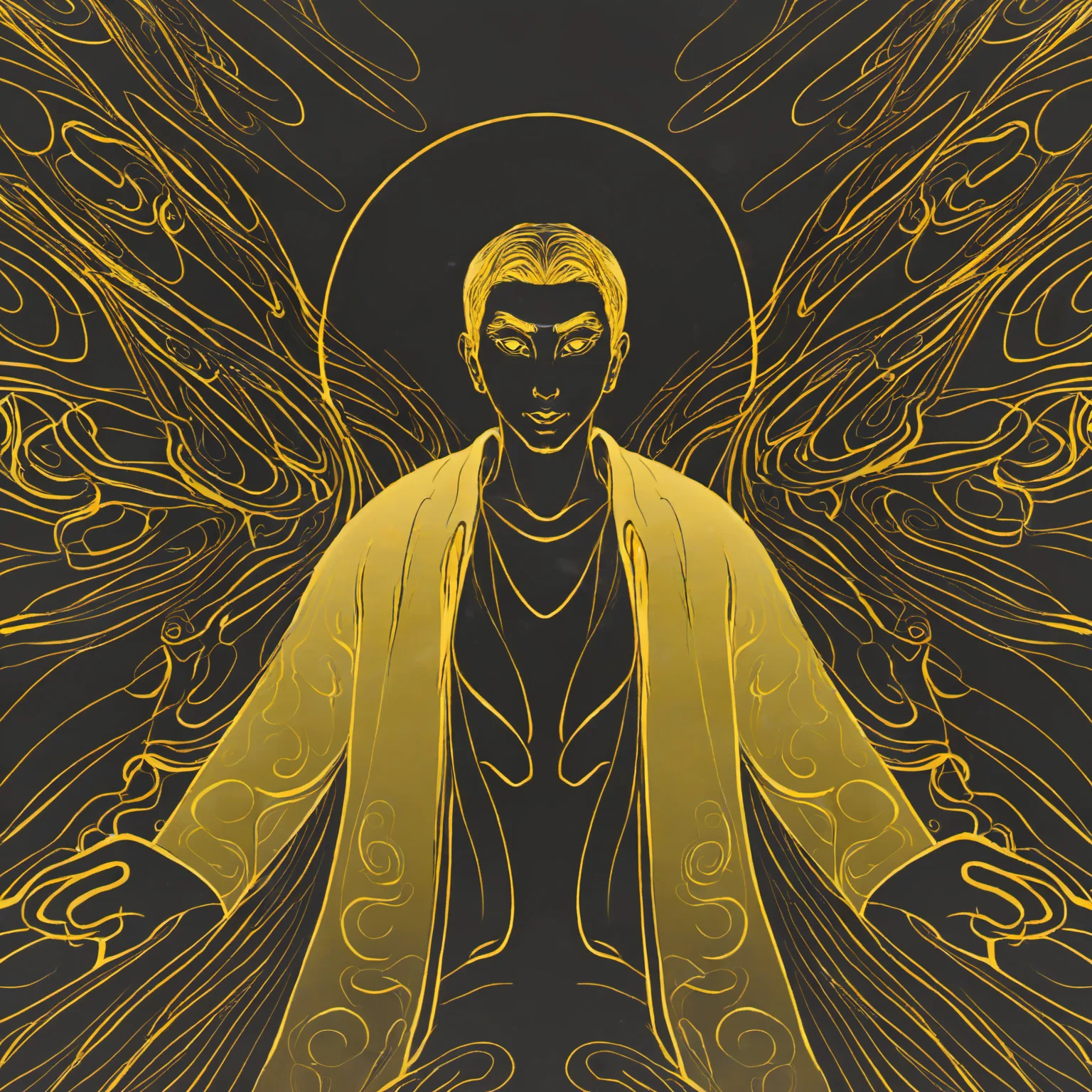 a man,<lora:eastern_mythology_xl:0.8>,golden line,