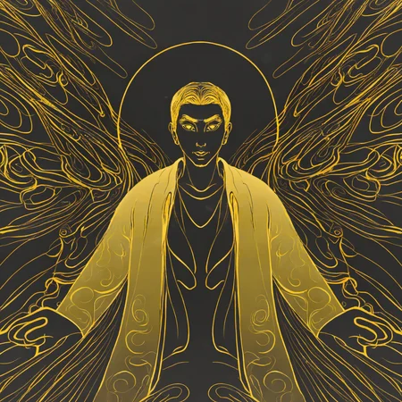a man,<lora:eastern_mythology_xl:0.8>,golden line,