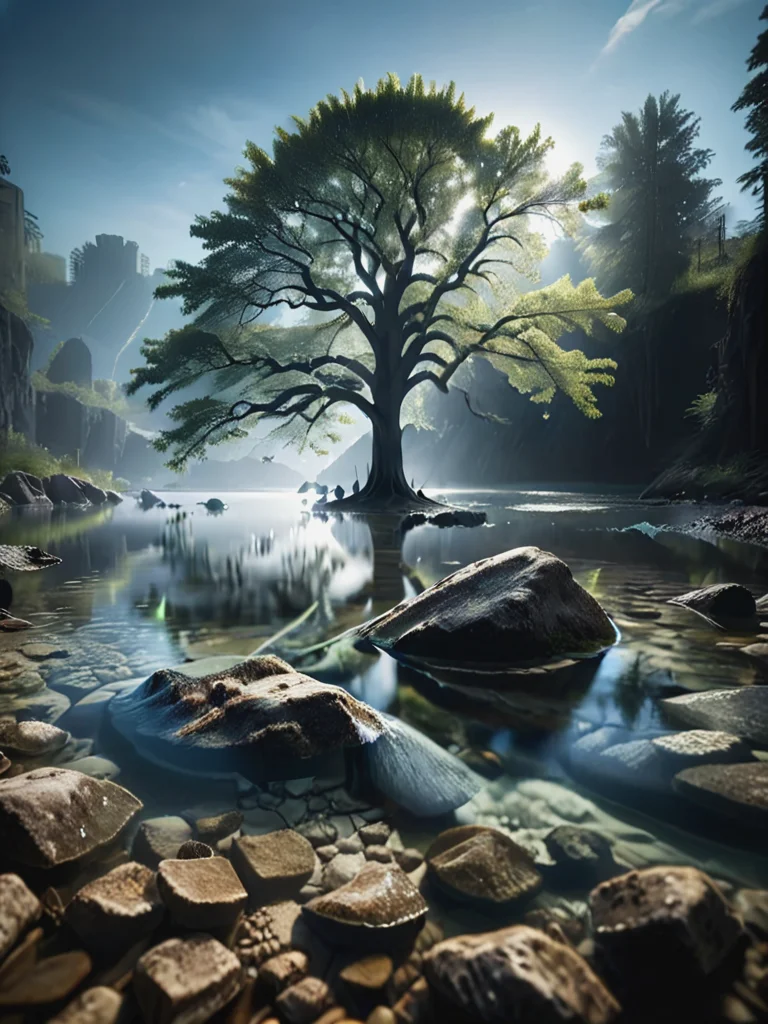 ral-exposure, a tree that is sitting in the water <lora:ral-exposure-sdxl:1>