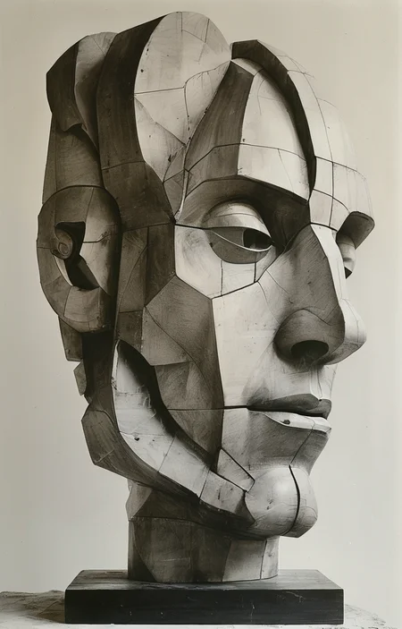 masterpiece,best quality,<lora:tbh133-sdxl:0.85>,portrait of Iron Man,drawing,style of Raymond Duchamp-Villon,sculpture,