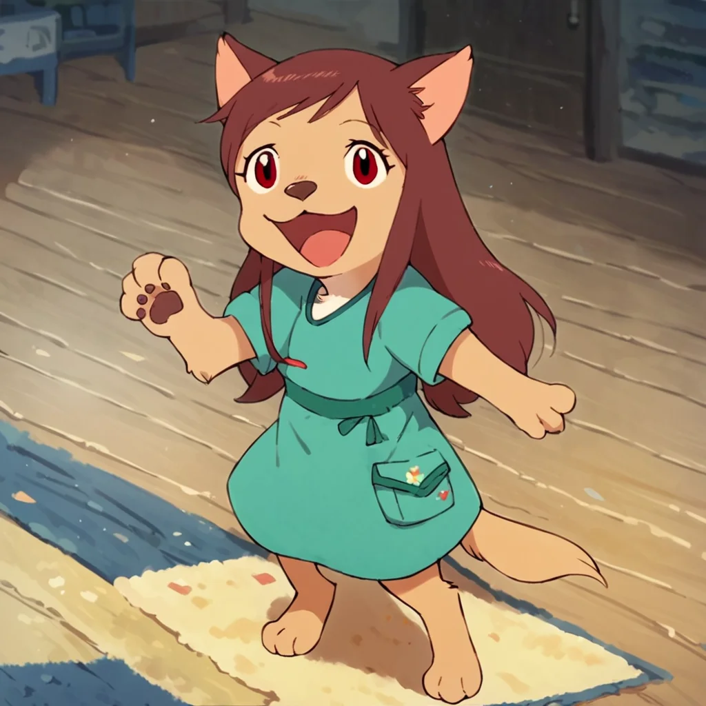 score_9, score_8_up, score_7_up,(masterpiece),(best quality),,WCYuki, red eyes, brown hair,long hair,full body, standing, solo,room,smile, <lora:WCYuki_V9:1>,student uniform, furry,open mouth,