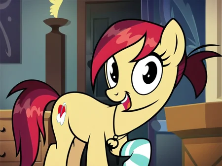 score_9, score_8_up, score_7_up, score_6_up, score_5_up, score_4_up, source_pony BREAK
feral pony MinaMonroe, short ponytail, buck teeth, necklace, striped socks, bedroom, 1girl, solo, detailed face, detailed eyes, detailed background, <lora:minamonroe-v2:1>