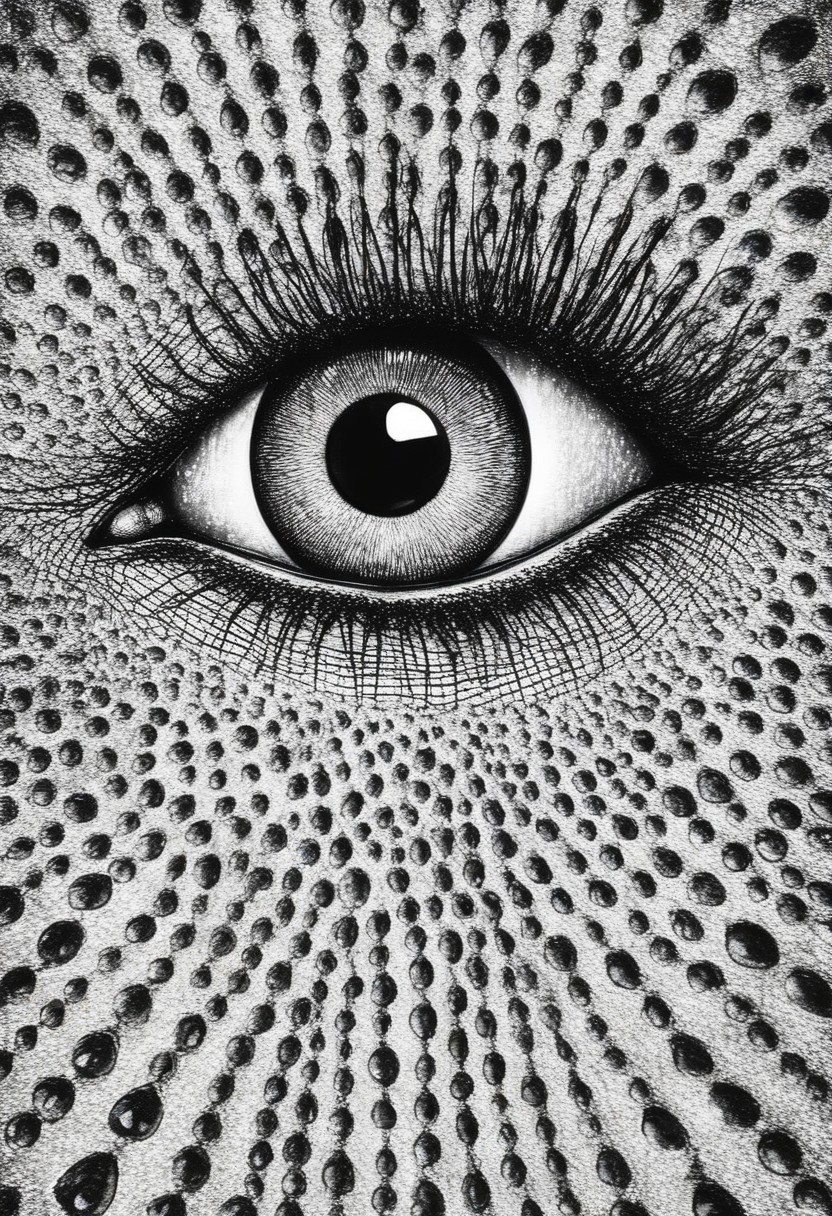 one big eye, looking at the viewer, judging the viewer