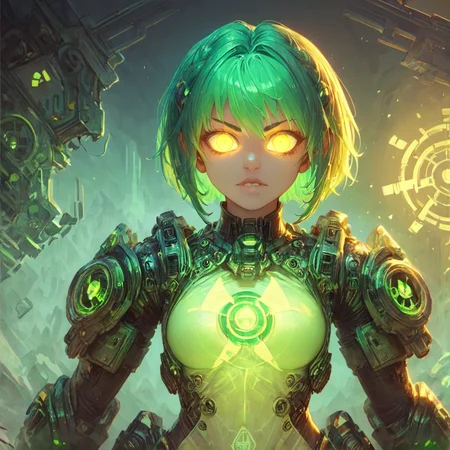 score_9, score_8_up, score_7_up,
<lora:nuclearhazard_Pony:0.8>nuclearhazard,
girl,solo,,see-trought clothes,glowing eyes,short glowing bright green hair,front view,simetric,eye focus