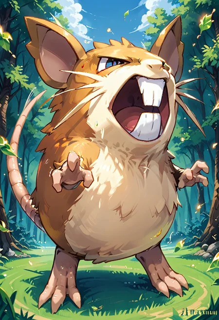 score_9, score_8_up, score_8,
zzRaticate, pokemon (creature), no humans, fangs, animal focus, teeth,
dynamic pose, attacking, angry, furious, motion lines,
forest, falling leaves, dust, swirls, wind,
zPDXL3,