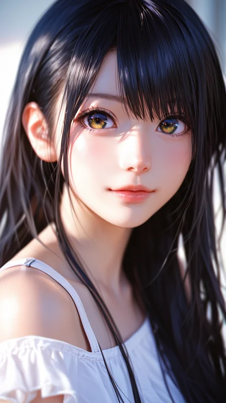 Close-up details, realistic style photo Japanese young woman, black hair, long hair, outstanding style, tall, cute, in her teens. Use soft lighting to cast gentle shadows on the subject, adding a touch of dimension to your images without compromising details, score_9, score_8_up, score_7_up