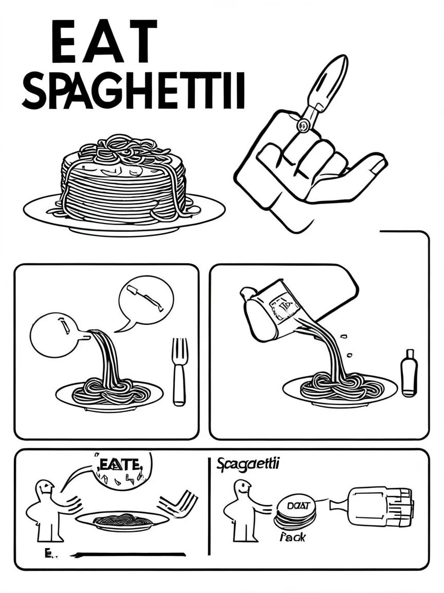 Eat spaghetti <lora:ikea_instructions_xl_v1_5:1>