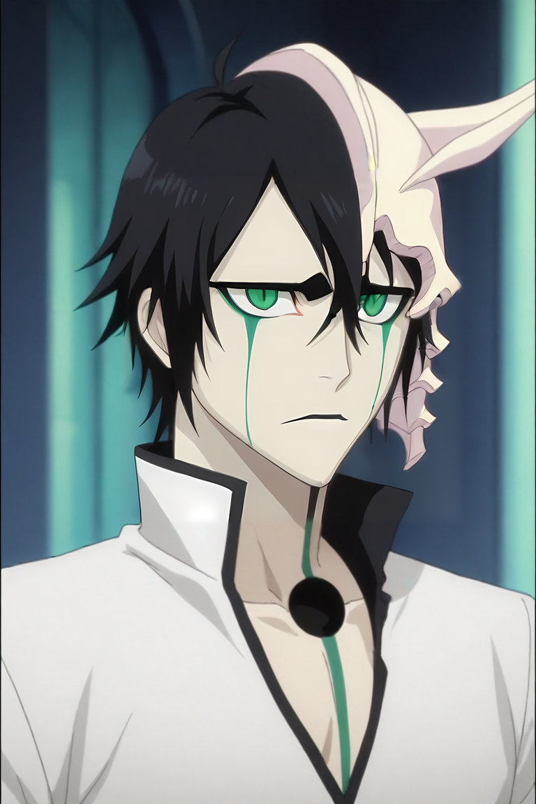 score_9, score_8_up, score_7_up, source_anime, anime screencap, anime coloring, , , upper body, depth of field, 1boy, solo, male focus, <lora:ulquiorra_cifer_pony:0.76>, ulquiorra_cifer, , , , Arms linked with someone, indicating companionship, <lora:sdxl_lightning_8step_lora:1>