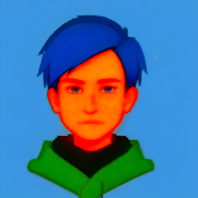 <lora:Weather_Icon_Style-10:0.95> weather_icon, simple background, <lora:Andy_French_Mission_Hill_1999:0.75> andy_french, 1boy, solo, male focus, blue hair<lora:LCM_SD15:1.0>