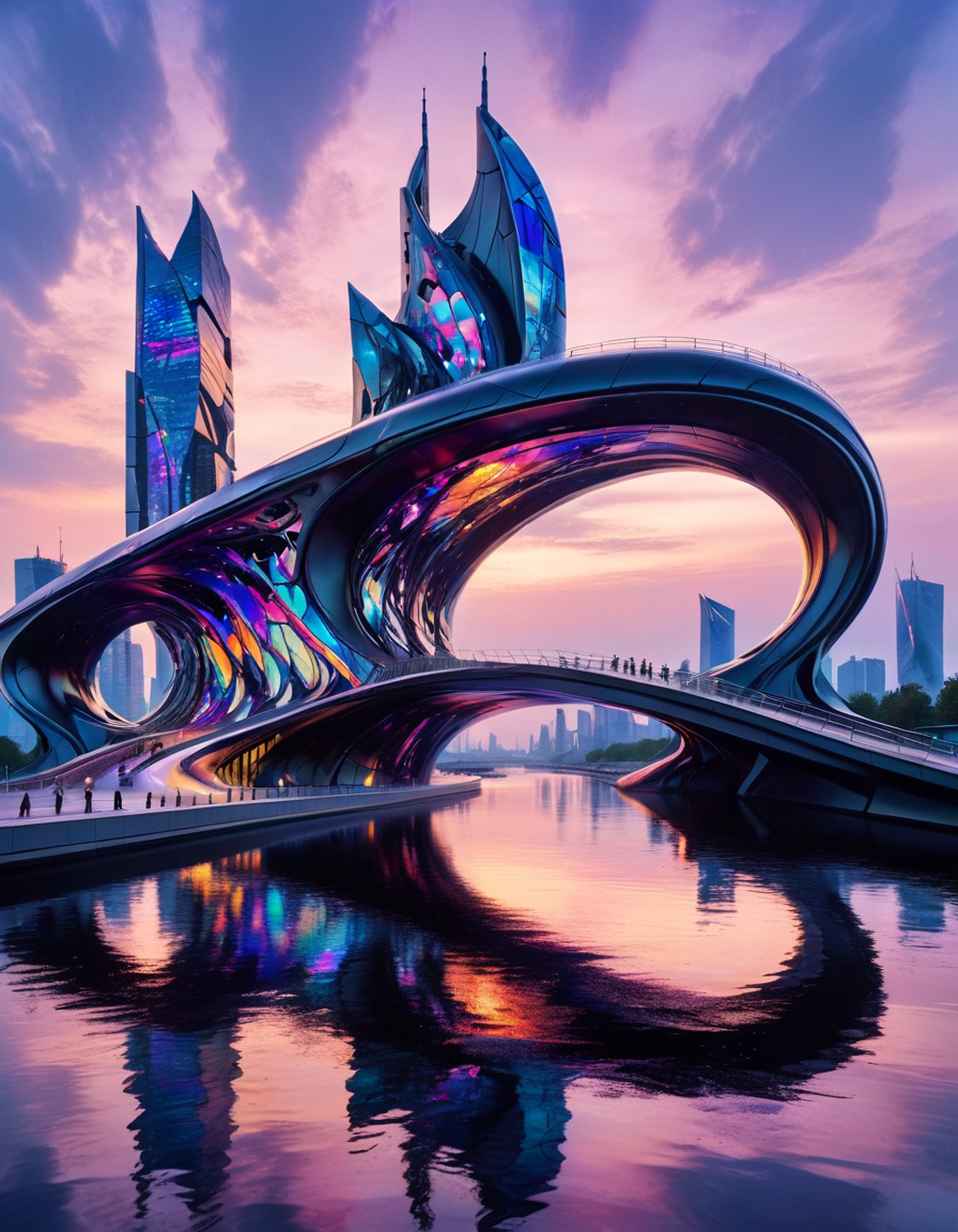 (stylized by Zaha Hadid:0.8) , Water color painting, landscape of a Messy (ral-blkhlg:1.1) , at Dawn, deconstructivism, futuristic designs, flowing lines, innovative structures, <lora:ral-blkhlg-sdxl:1.1>, complimentary colors, highly detailed, intricate, beautiful composition, cute, luxurious