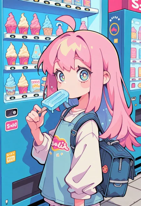 1 girl , solo , holding ice cream , ahoge , looking at viewer , vending machine ,
masterpiece, best quality ,amazing quality ,S4bit4mago_illu , Protoneon ,s0wasow4rt_illu,