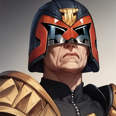 score_9, score_8_up, score_7_up, score_6_up, score_5_up, score_4_up, source_anime, BREAK, judge dredd, armor, helmet, scowling, black visor, upper body shot,