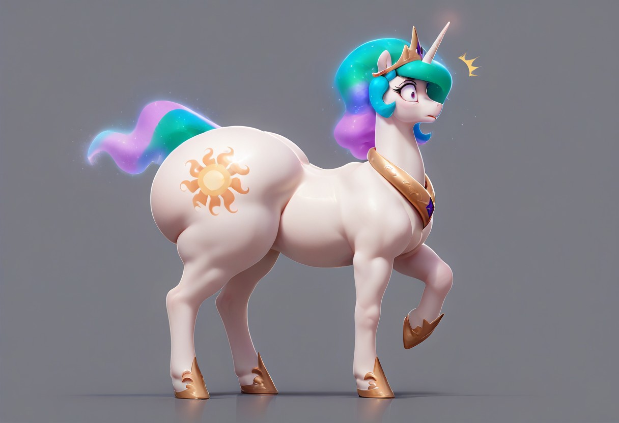 score_9, score_8_up, score_7_up, aerozerorisk, BREAK,1girl, solo, cowboy shot,<lora:add-detail-xl:.5>,feral, pony, mare, princess celestia, score_9, score_8_up, score_8_up, standing, gigantic ass, big ass, huge ass, perfect round ass, thick thighs, volumetric lighting,eye lashes, stable, dark, (!!!!, mare surprised), spread legs,((((((side_view,full_body)))))))