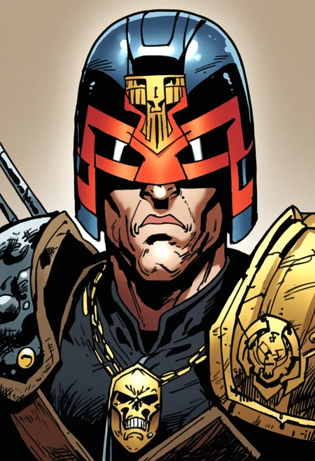 source_7_up, source_cartoon, templeton, hard shadows, lowres, low quality sketch, <lora:Style_soph-Templeton-PDXL:1> <lora:Char_dredd-JudgeDreddComicStylev2-PDXLbyMajMorse:0.9> jdgdrddcom, armor, helmet, scowl, covered eyes