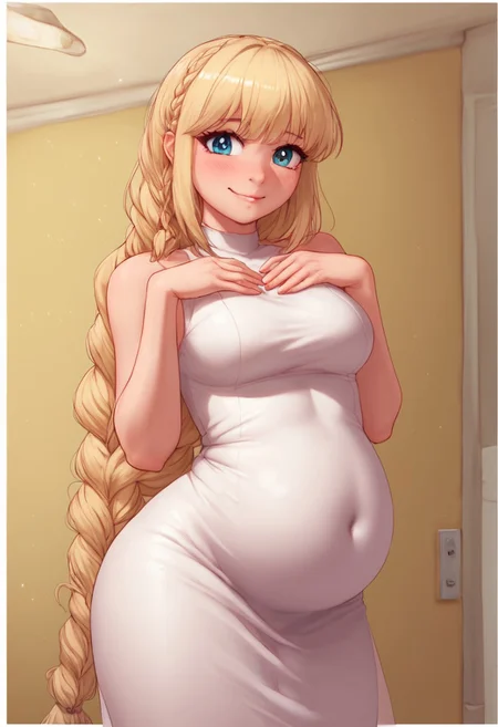 sscore_9, score_8_up, score_7_up, Expressiveh, fFaceDetail, OverallDetail, sexy pose,
, kawaii, perfect eyes, detailed, , pale skin, perfect skin,
Solo,
19 year old, , platinum blonde hair, braid, shiny oily skin, pale skin, , small juicy bubble butt, big blue eyes, detailed eyes, (slim athletic), squishy thighs,
detailed, cinematic lighting,
(maxi dress), (very long tight dress:2),
white dress,
extremely beautiful, elegant, majestic, cute, god rays, volumetric lighting, vivid colours, Expressiveh
( force feeding:1.1), belly,
right side scared face, feeding,
vibrant background,
gamer room,
perfect shadows, artificial lighting , masterpiece, best quality, 8K, detailed, colorized, saturated, vibrant colors, hue gradients,
<lora:Force_Feeding_Belly_PONY:0.95>, <lora:Belly_inflation_PONY:0.33> , <lora:add-detail-xl:0.66> , <lora:Pony_DetailV2.0:0.66>, <lora:Expressive_H:0.66>