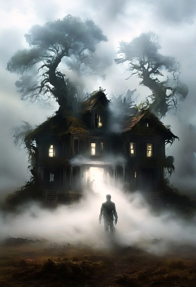 score_9, score_8_up, score_7_up,
Extremely detailed realistic scene, a creepy abandoned farmhouse in a moonlit field, a few huge oak trees with Spanish Moss hanging, misty fog near trail, a sinister demon made of fog takes form, demon rises from the fog, the smoke demon walking into existence near the haunted place, very scary environment,
highest quality, HD,