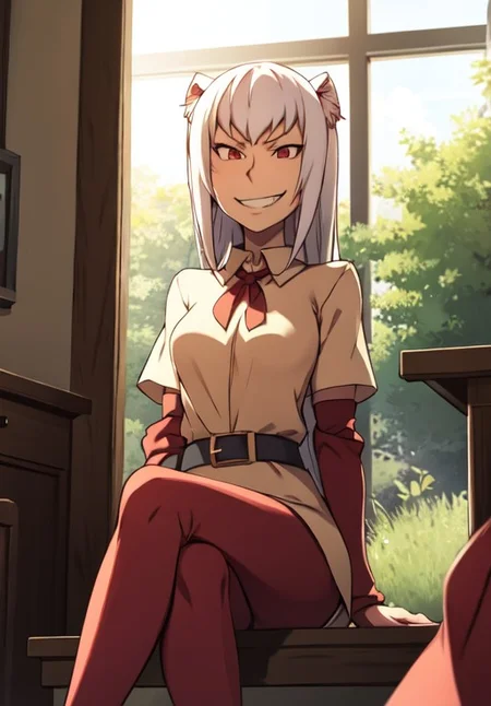 <lora:gate_t:0.8>, gate_t, evil grin, sitting