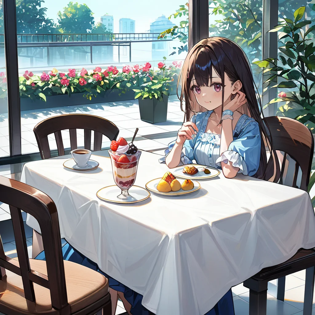 score_9, score_8_up, score_7_up, source_anime, source_cartoon,best quality, perfect anatomy , very aesthetic , absurdres ,
(mas parfait),
indoor, cafe, table, long spoon,
rating_safe, anime coloring style, <lora:parfait_3x3x3mixxl_sdxl:1>,