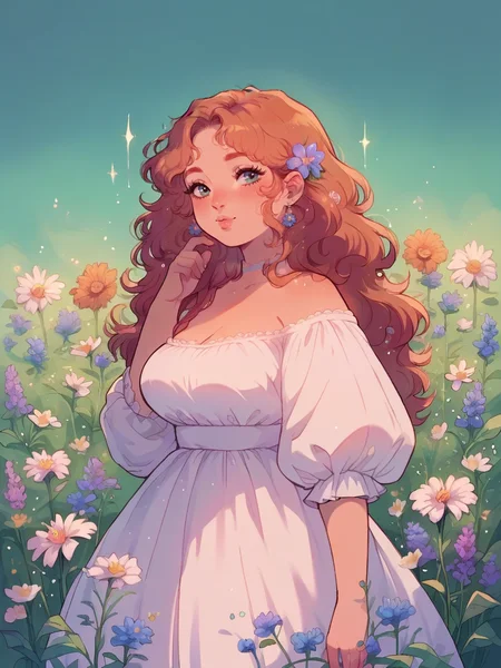 score_9, score_8_up, score_7_up, score_6_up,  <lora:c0ttp1nkXLP:0.7> c0ttp1nk, flower,1girl, long hair, ginger, white dress
