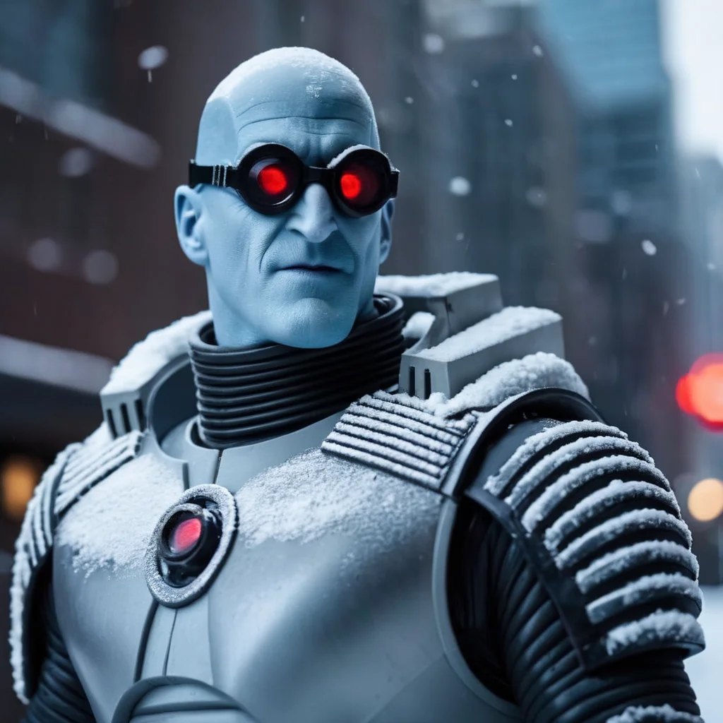 cinematic film still of <lora:Mr. Freeze:1.2>
Mr. Freeze a man in snow In Gotham City, shallow depth of field, vignette, highly detailed, high budget, bokeh, cinemascope, moody, epic, gorgeous, film grain, grainy