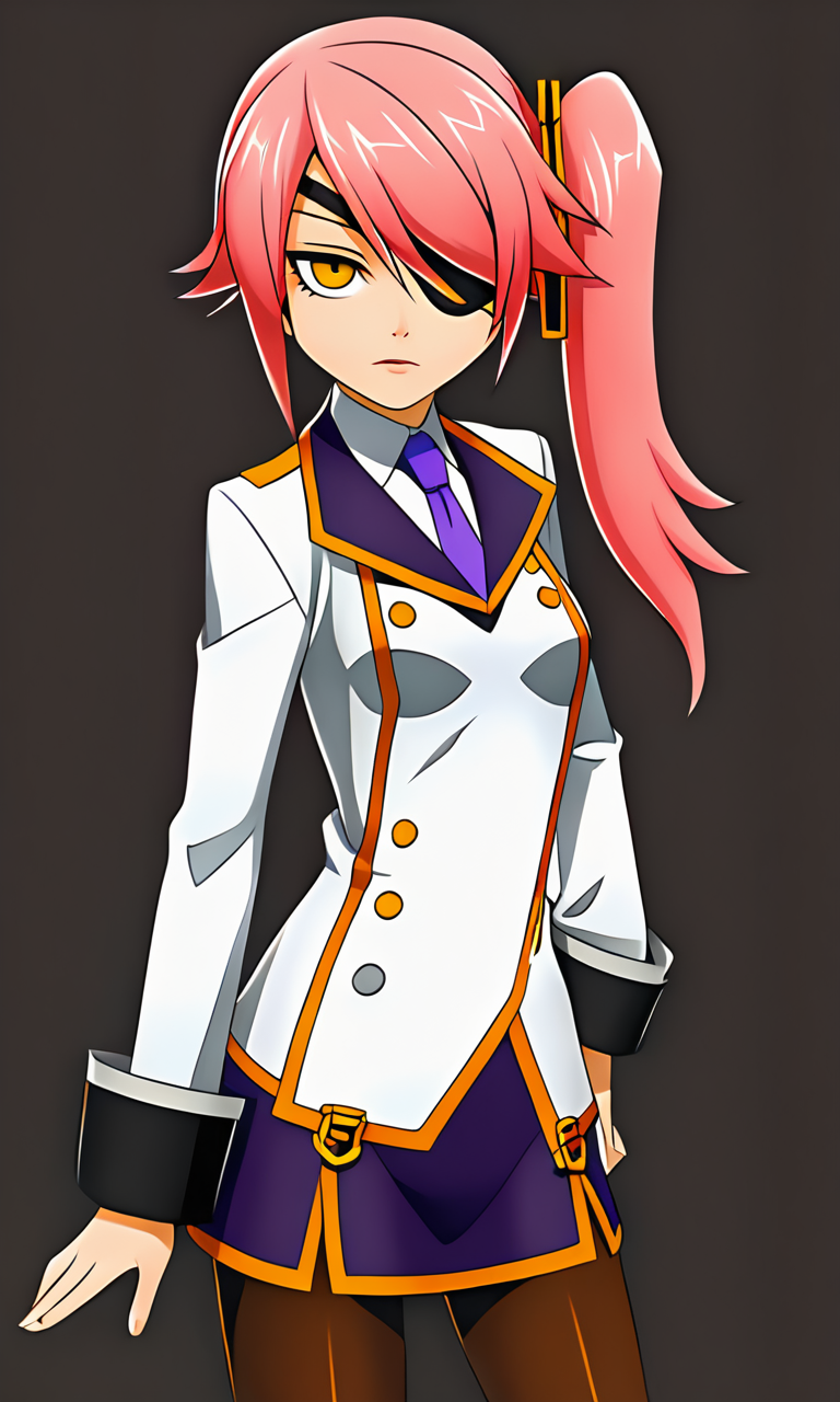 anime artwork illustrating Konoe_Ayatsuki_Mercury \(XB\), 1girl, solo, yellow eyes, long hair, skirt, simple background, breasts, small breasts, pink hair, pantyhose, uniform\(XB\), side ponytail,eyepatch. created by japanese anime studio. highly emotional. best quality, high resolution, Konoe_Ayatsuki_Mercury \(XB\), 1girl, solo, yellow eyes, long hair, skirt, simple background, breasts, small breasts, pink hair, pantyhose, uniform\(XB\), side ponytail,eyepatch, highly detailed, sublime, extremely artistic, cinematic, sharp focus, perfect composition, innocent
