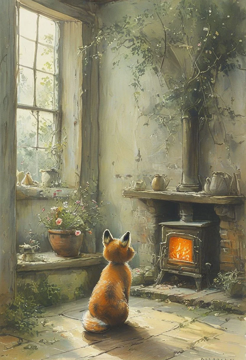 masterpiece,best quality,<lora:tbh131-sdxl:0.8>,fox,painting,style of E. H. Shepard,