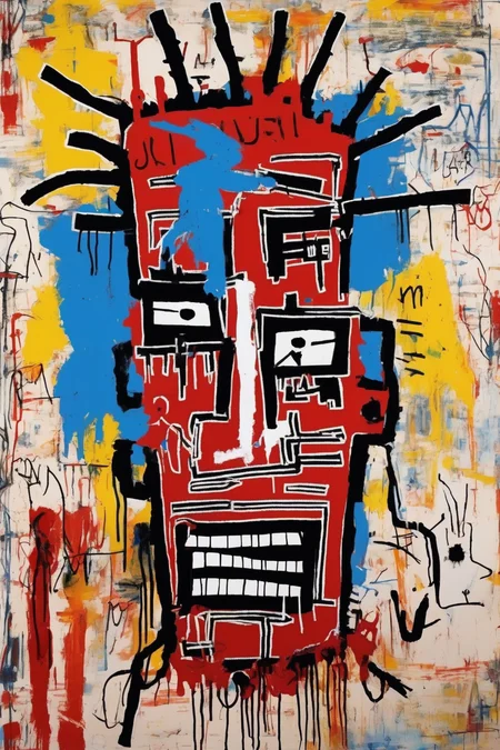 Jean-Michel Basquiat Style - a painting that symbolizes Juneeth in the style of Jean Michel Basquiat