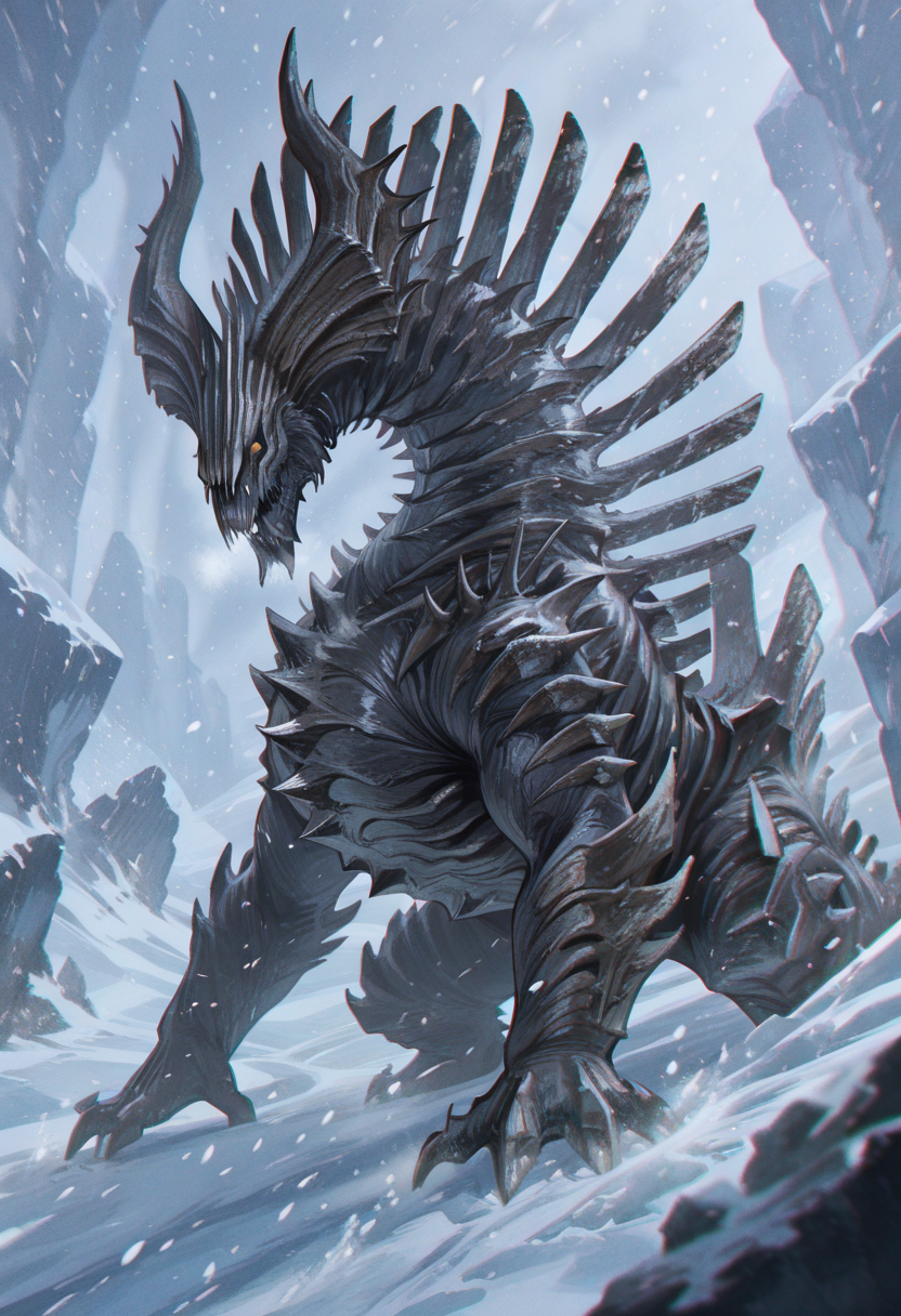 <lora:MHMG_Jin-Dahaad_IL:0.7> Jin Dahaad, monster, kaiju, no humans, glacier, snowstorm,
very awa, masterpiece, best quality, year 2024, newest, absurdres, highres,
